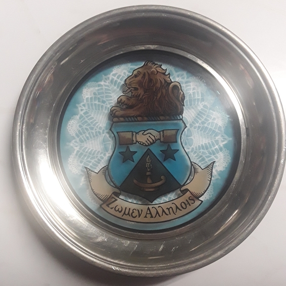 Pewter Memorial Plate with Stained Glass Bottom - Picture 2 of 5